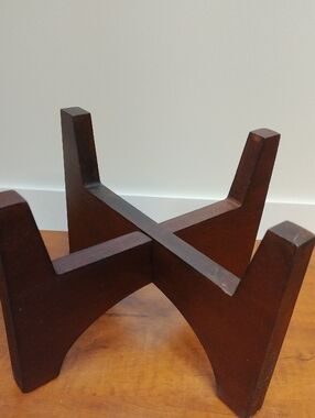 Collapsible Wooden Cross Base Planter Stand - Dark Brown